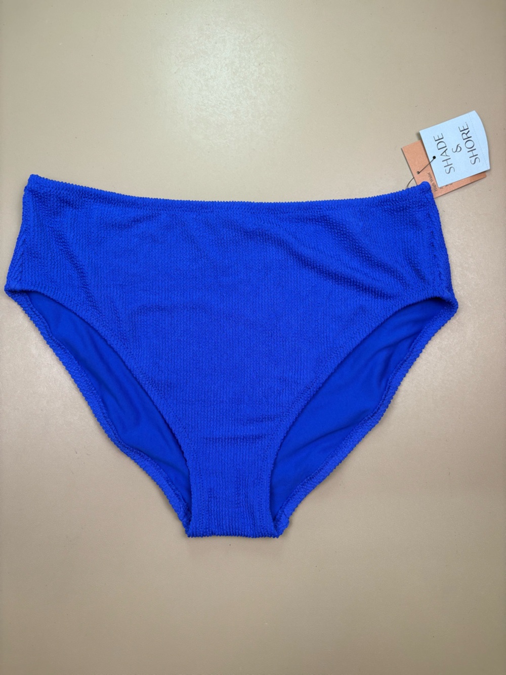 Shade & Shore Blue Textured High Waist Bikini Bottom XL NWT